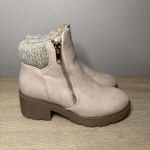 Dolce Vita Girls Ankle Boots Light Pink Size 2 Crochet Accent Style 1182212